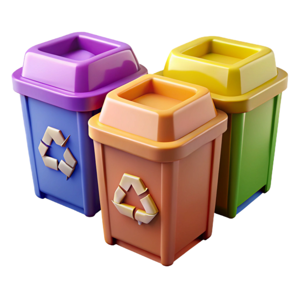 wonderful artistic Recycling Bin Set Different Colors Transparent Background exclusive png
