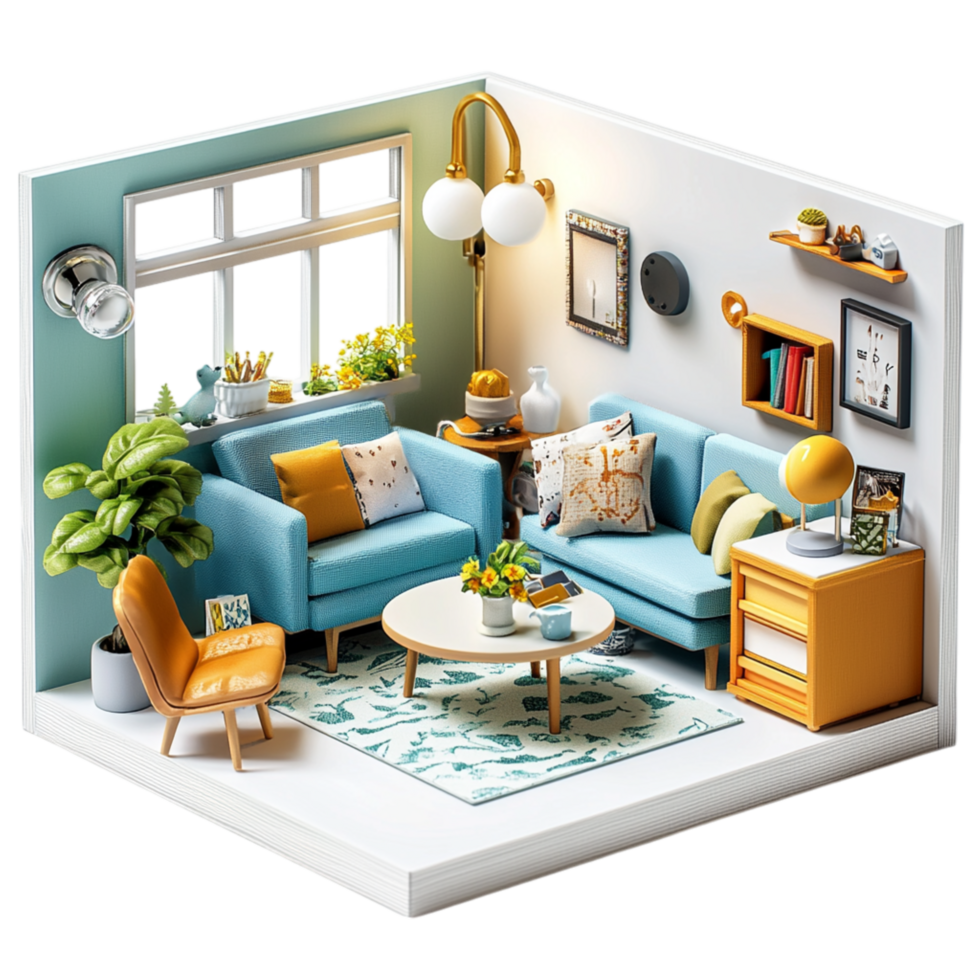 Cozy living room furniture decor png