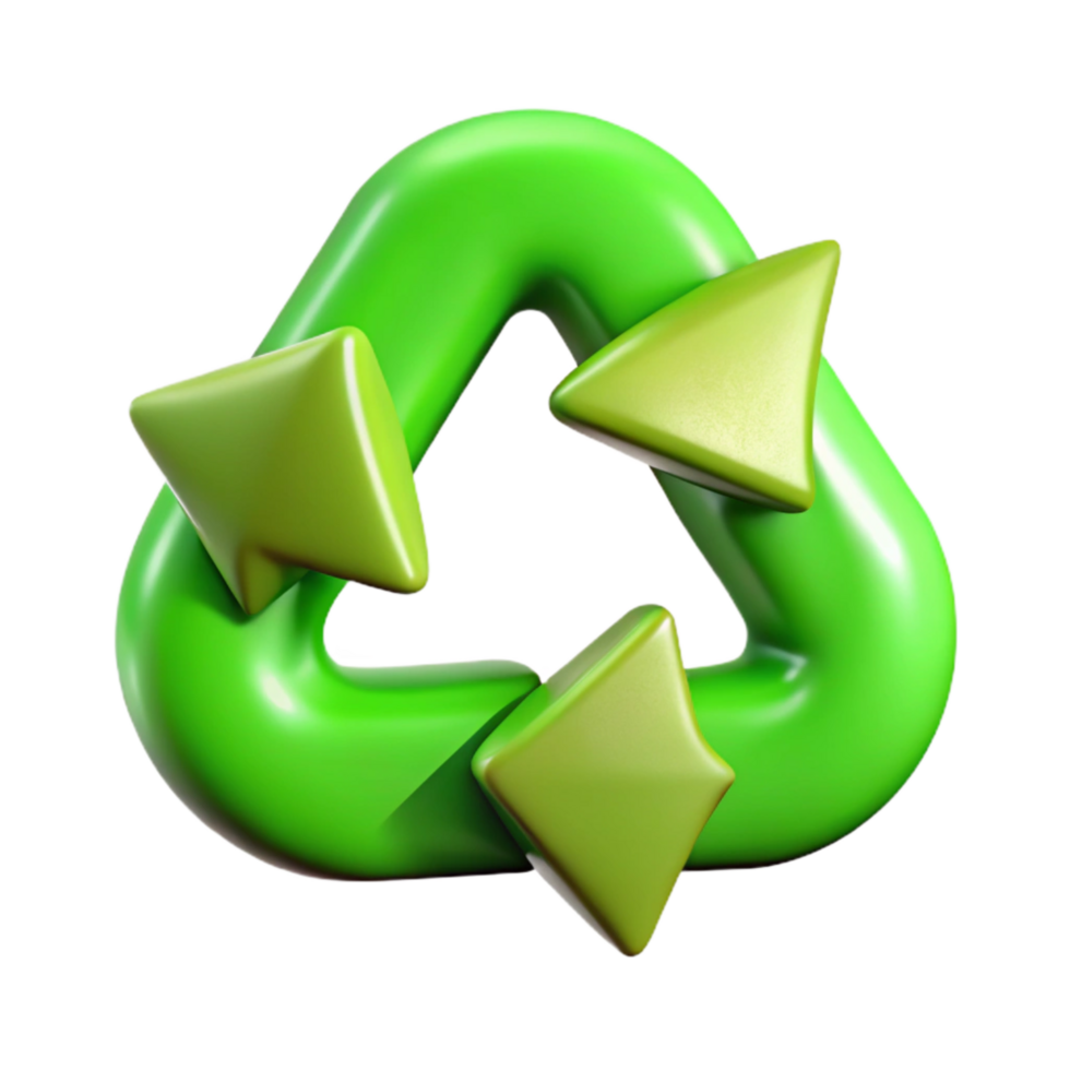 elegant modern Recycling Symbol with Green Arrows Cutout detailed png