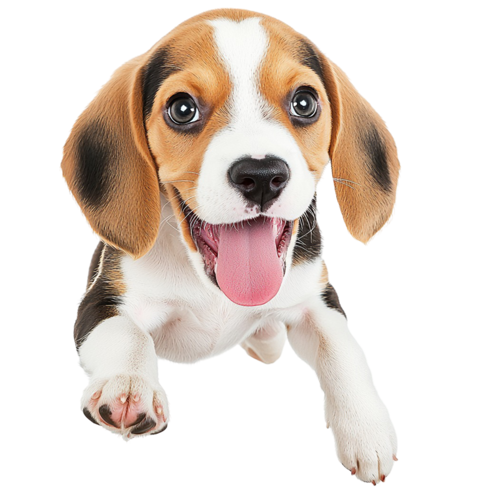Happy beagle puppy floppy ears a playful expression looking excited png