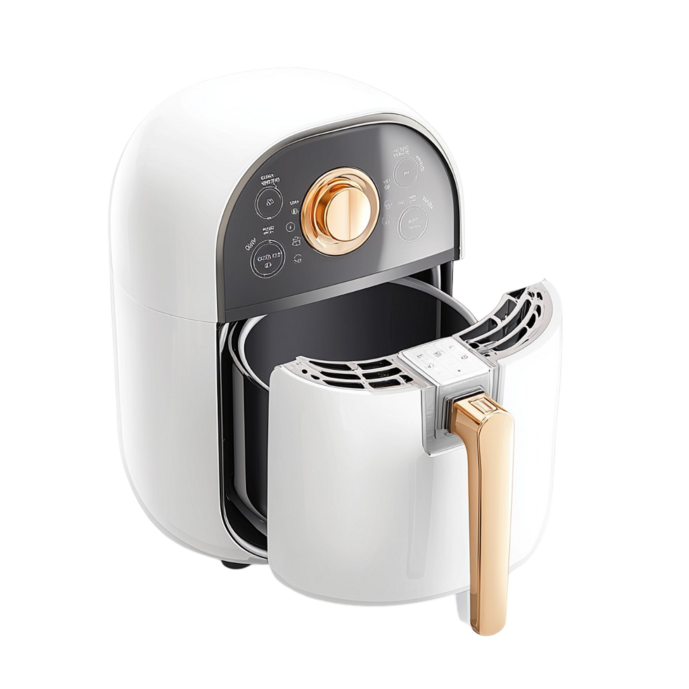 air fryer a sleek design an open food basket png