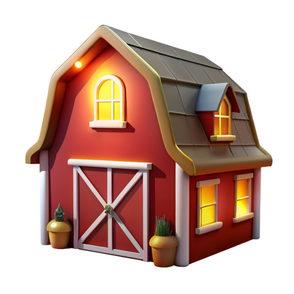 dramatic artistic Red Barn at Night Transparent Element high resolution png