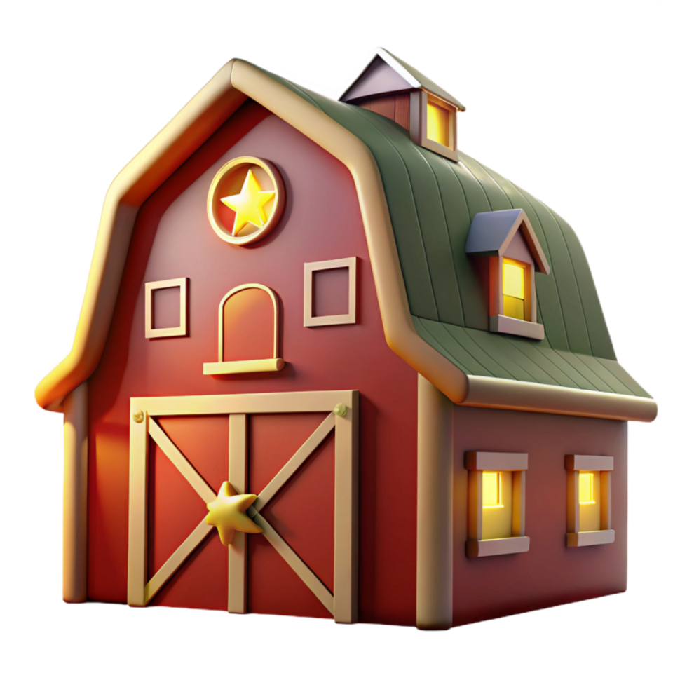 impressive minimalist Red Barn at Night Transparent Element professional png