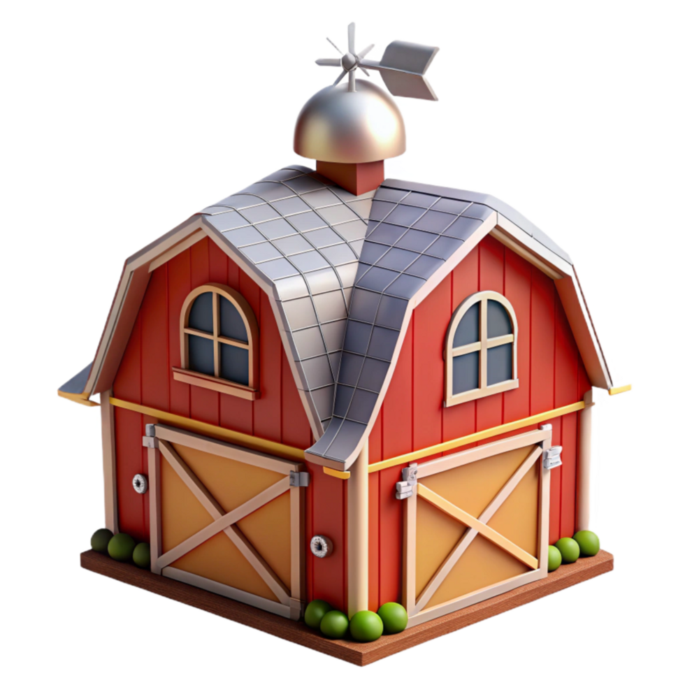 dramatic minimalist Red Barn Cupola Transparent with Weather Vane authentic png