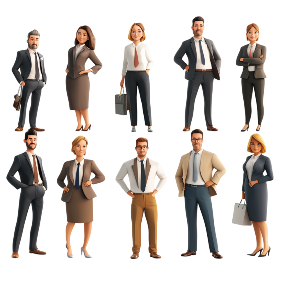 Professional business team sting confidently in formal attire png