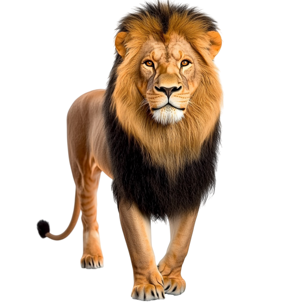 Majestic lion sting confidently a flowing rk mane png