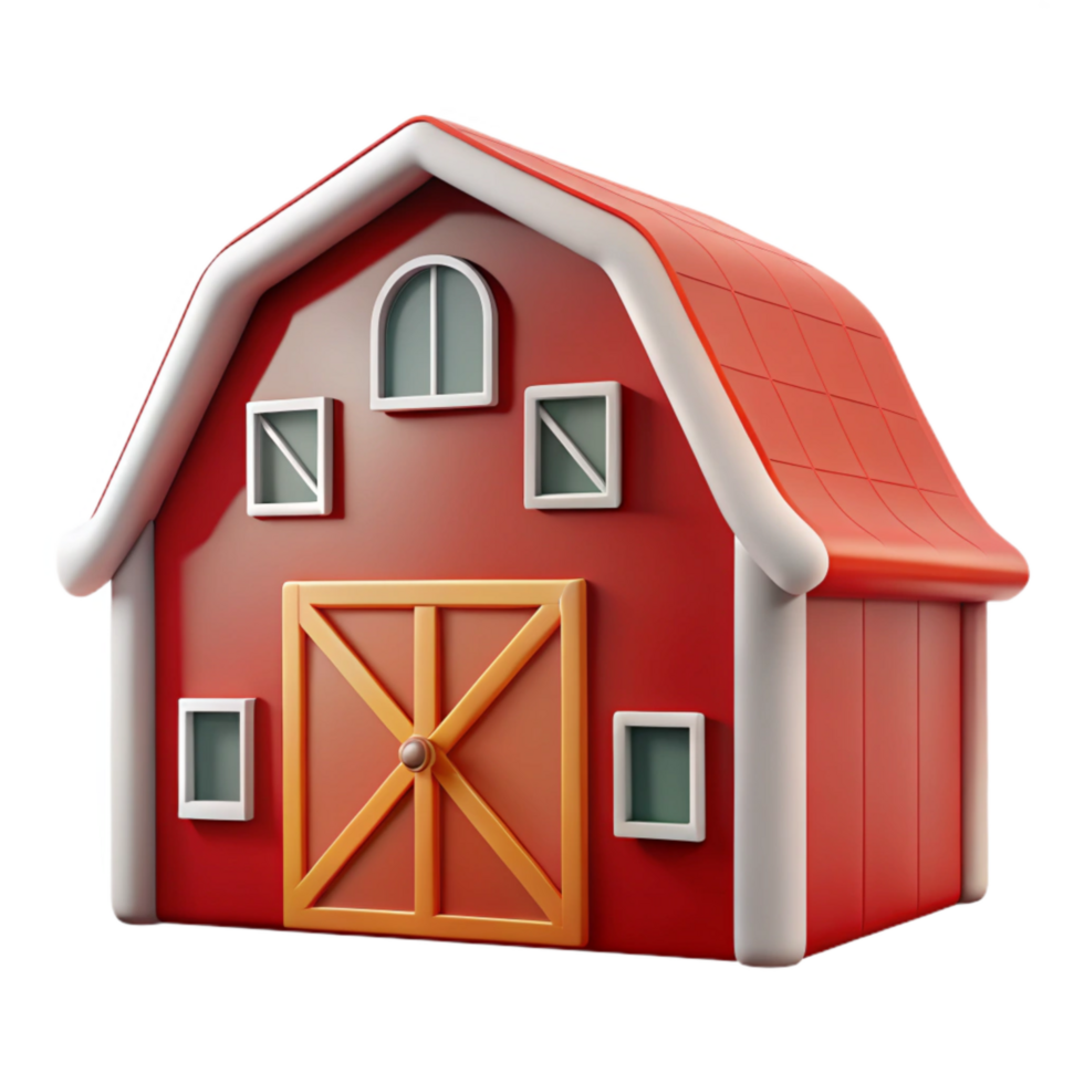 serene contemporary Red Barn Interior Isolated Element premium png