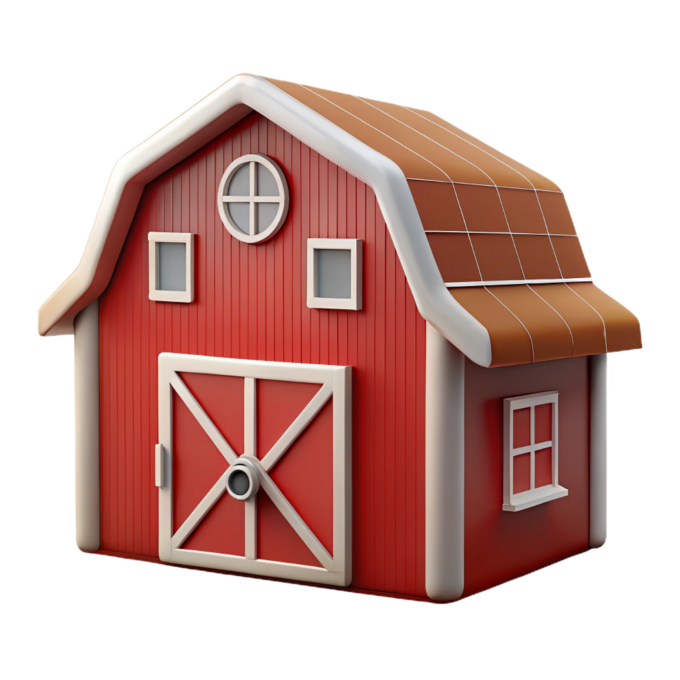 serene rustic Red Barn with White Trim Isolated Cutout original png