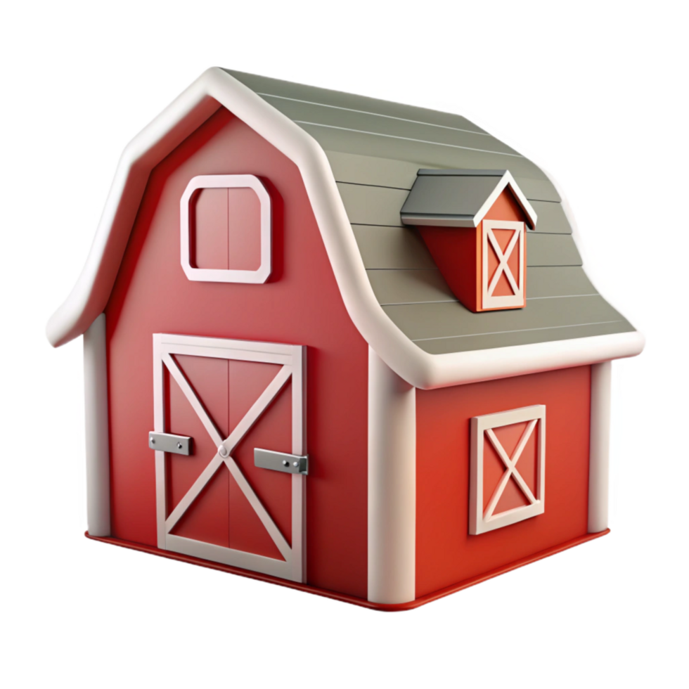impressive creative Red Barn with White Trim Isolated Cutout high resolution png