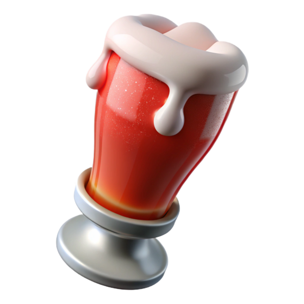 vibrant minimalist Red Beer in Weizen Glass Isolated original png