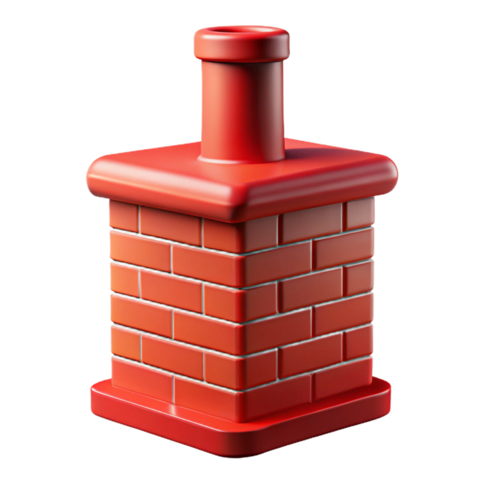 serene rustic Red Brick Chimney with Detailed Mortar premium png