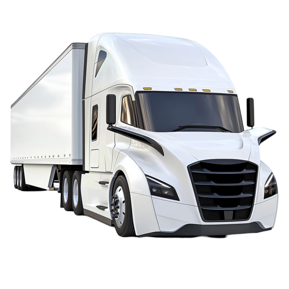 white semi truck a large trailer a streamlined aerodynamic design png