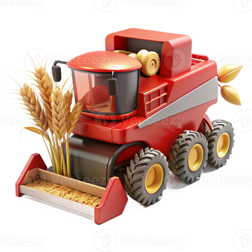 extraordinary abstract Red Combine Harvesting Wheat Side Angle Cutout Element high resolution png