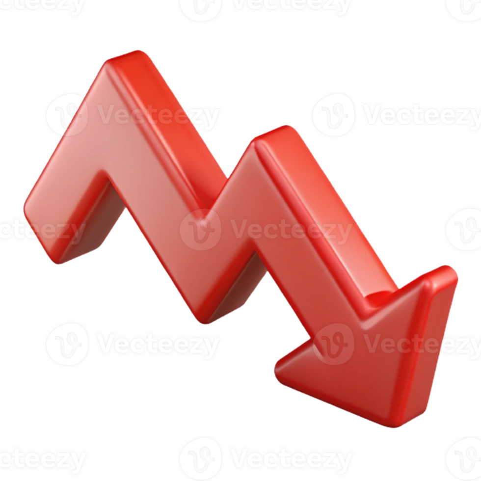 wonderful artistic Red Downward Arrow Graph with Transparent Background original png