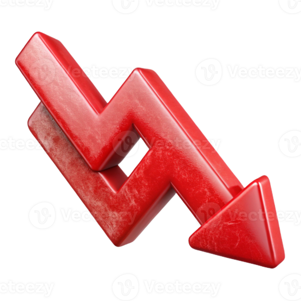 impressive vintage Red Downward Arrow Graph with Transparent Background high quality png