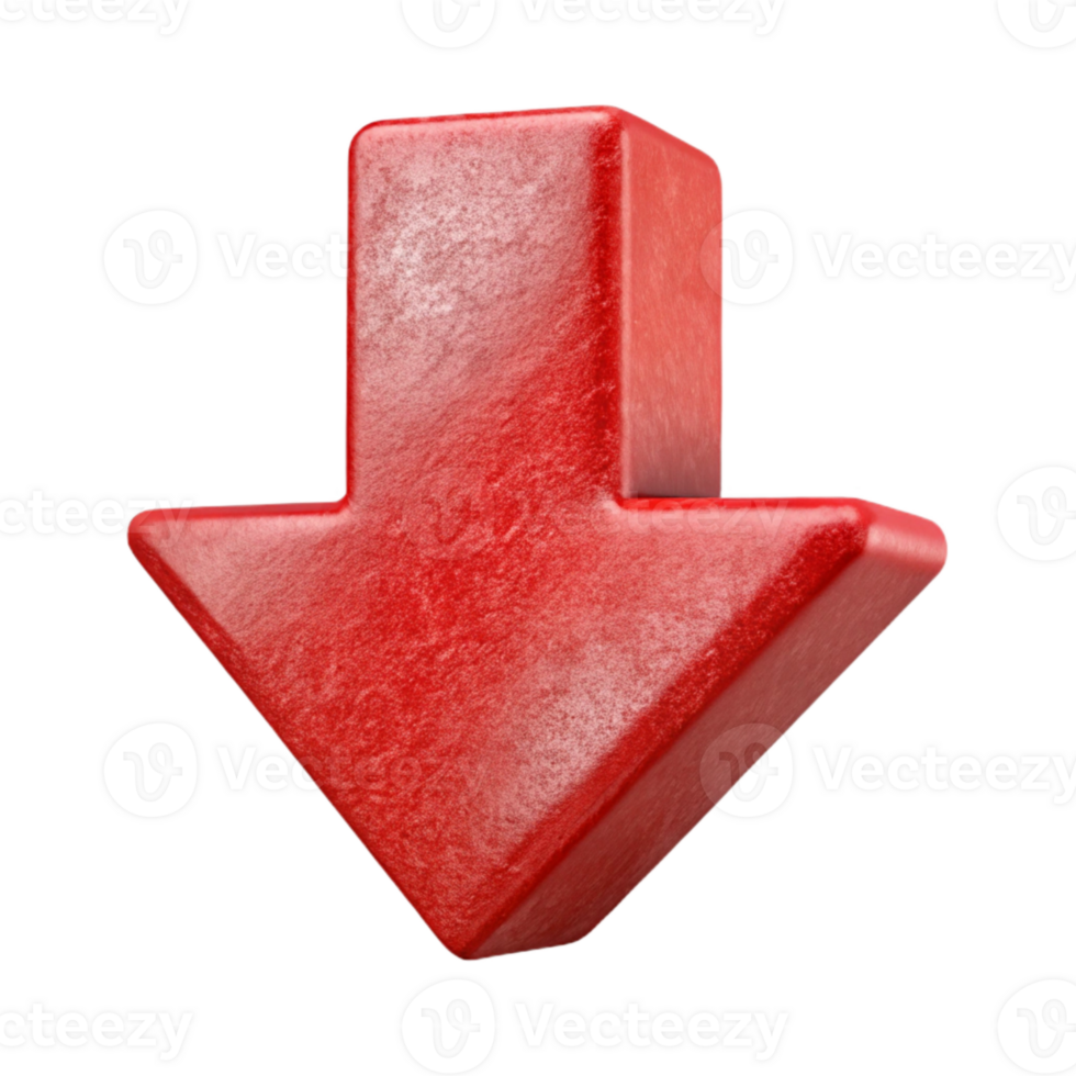 extraordinary rustic Red Downward Trend Arrow Cutout authentic png