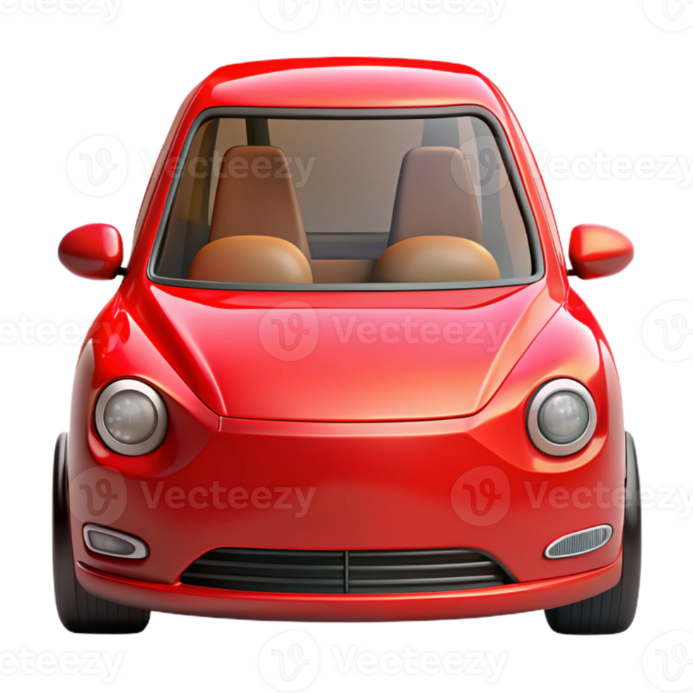 vibrant artistic Red Electric Car Front View Cutout on Transparent Background exclusive png