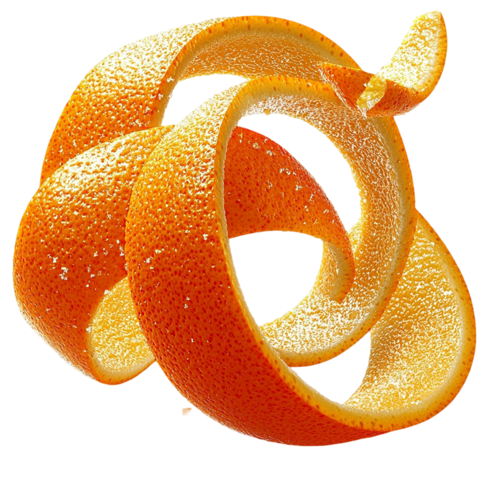 Vibrant curled orange peel a citrus texture glossy surface png