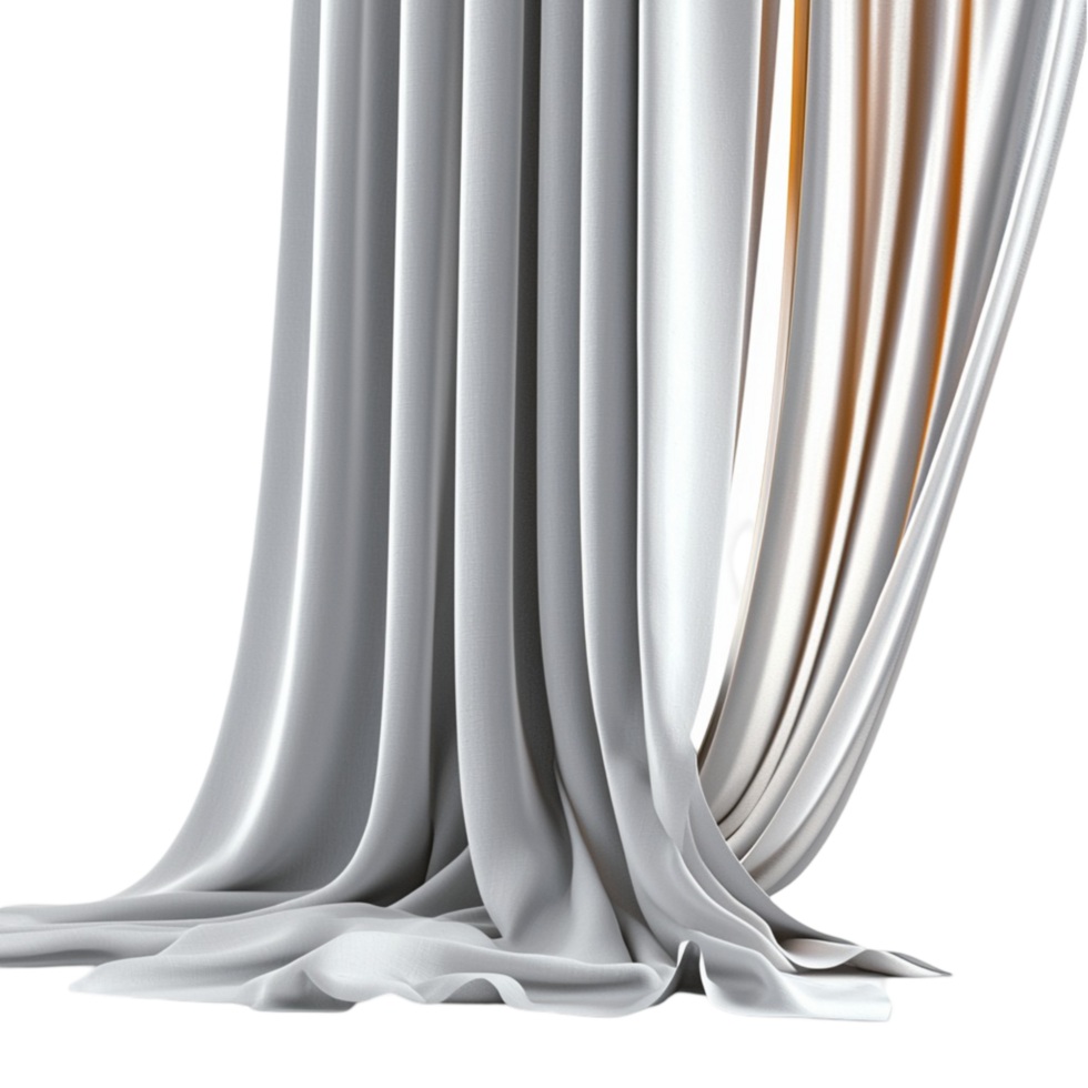 Flowing metallic silver fabric folds creating an draped effect png