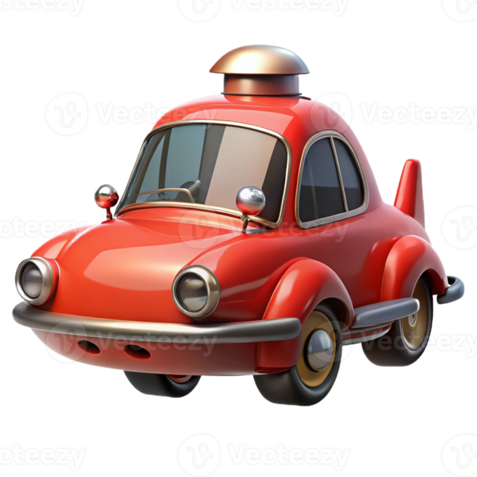 impressive creative Red Flying Car with Undercarriage Lights png