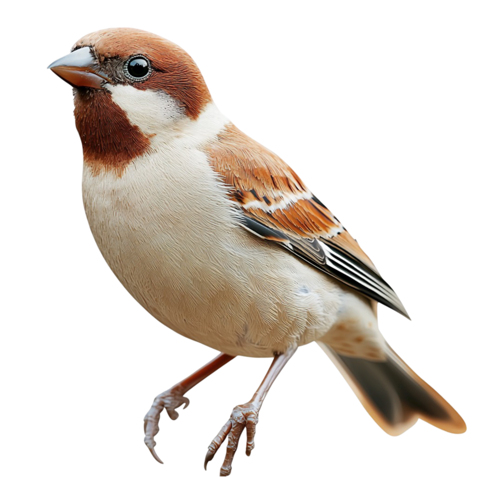 Small brown white sparrow a delicate beak detailed feather patterns png
