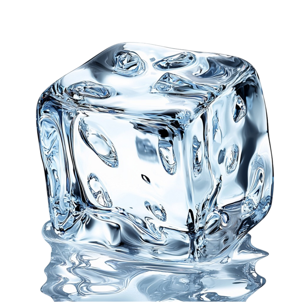 melting ice cube a reflective surface png