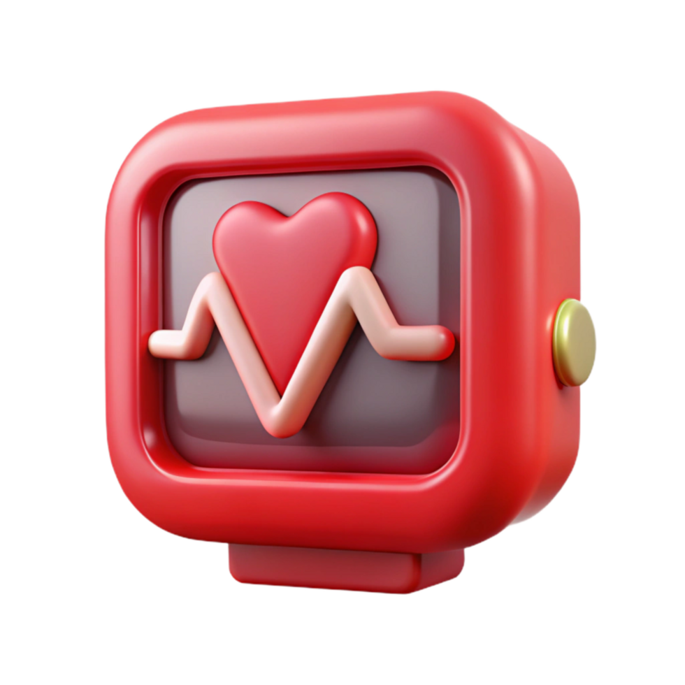vibrant contemporary Red Heartbeat Monitor Medical Icon Transparent Background professional png