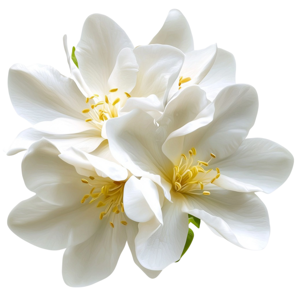 Beautiful white jasmine flowers in full bloom delicate petals yellow centers png