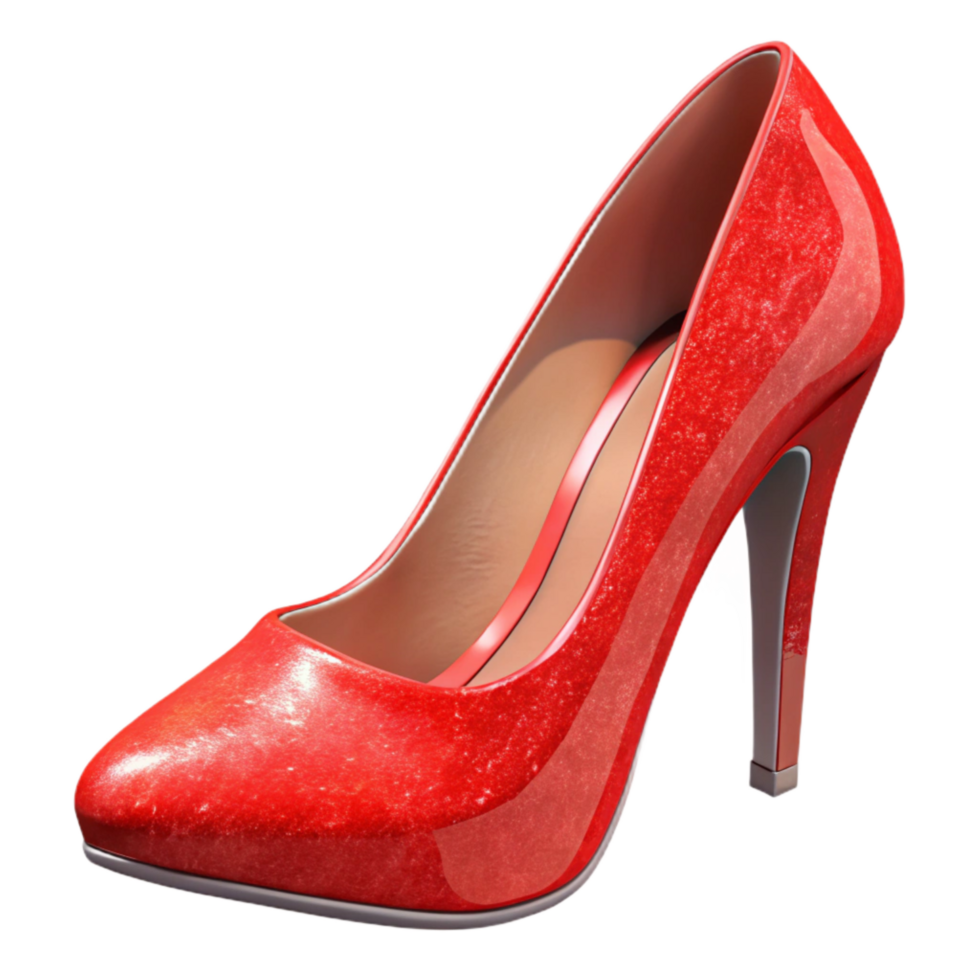 dramatic creative Red High Heels Front View Isolated on Transparent Background genuine png
