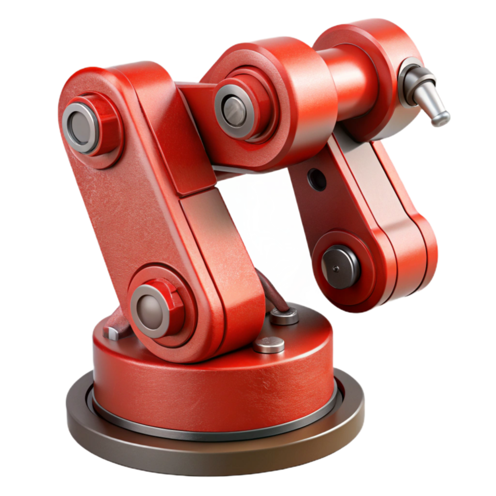 serene artistic Red Industrial Robot Manipulator Cutout Element premium png