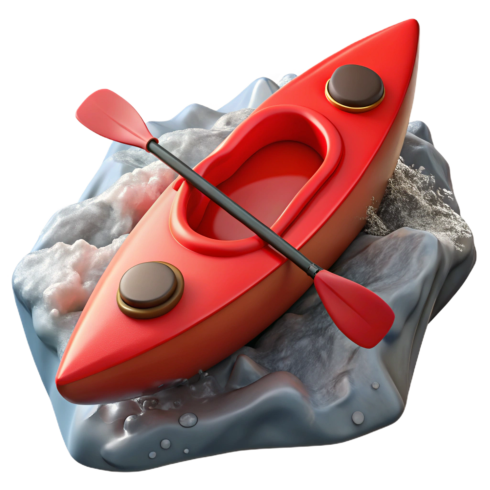 wonderful creative Red Kayak on Raging River Element premium png