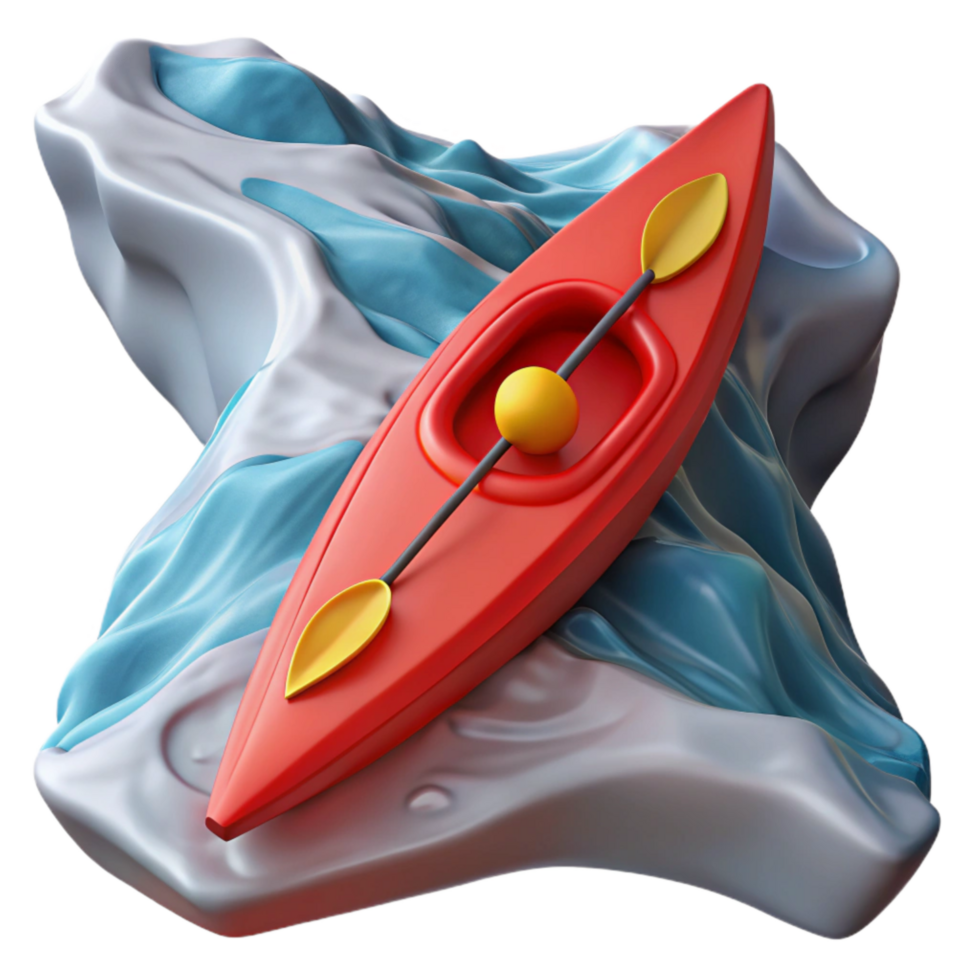 impressive contemporary Red Kayak on Rushing River Transparent Cutout png