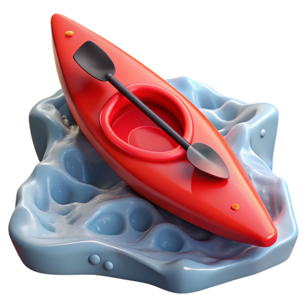 beautiful abstract Red Kayak on Rushing River Transparent Cutout png