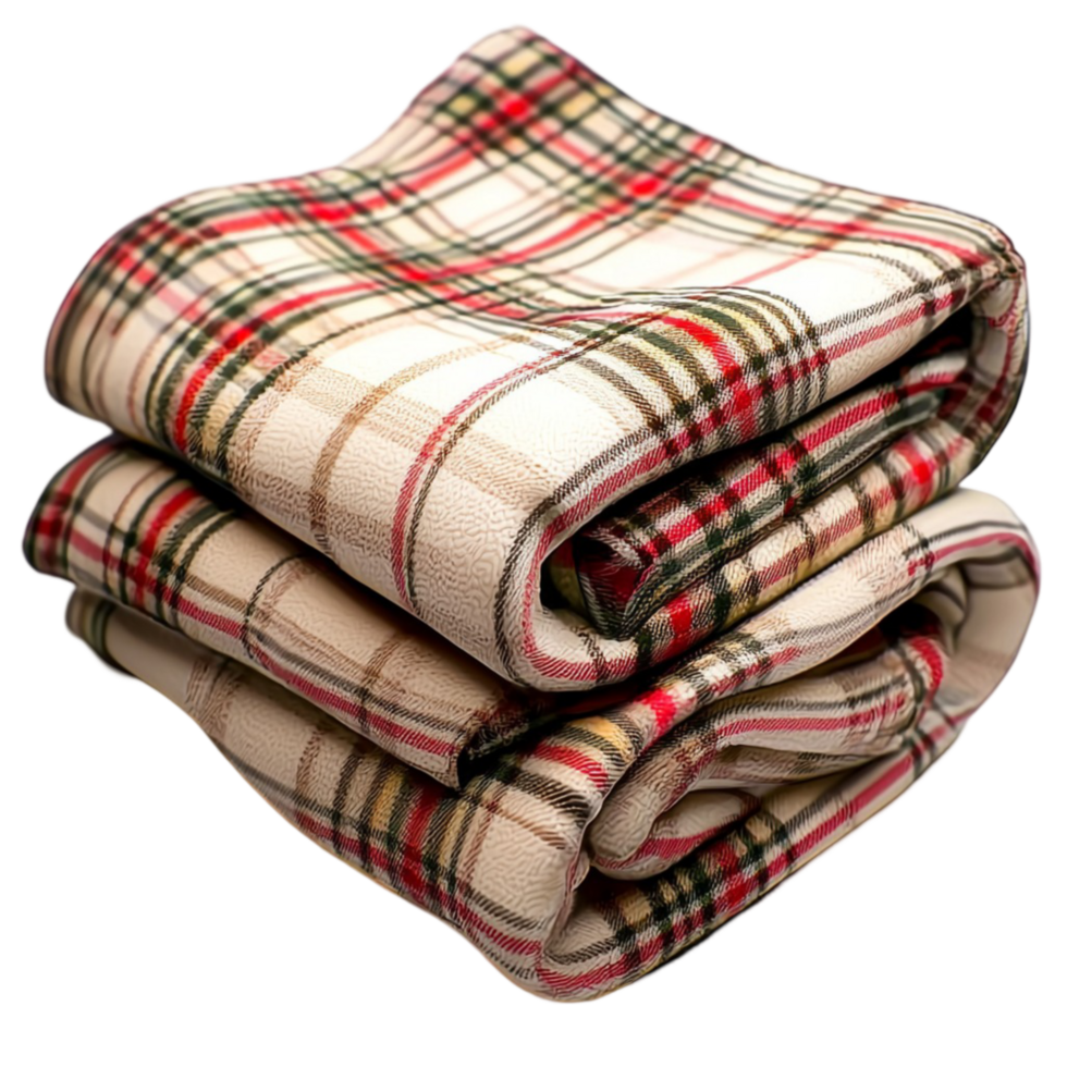 cozy plaid blanket neatly folded a checkered pattern png