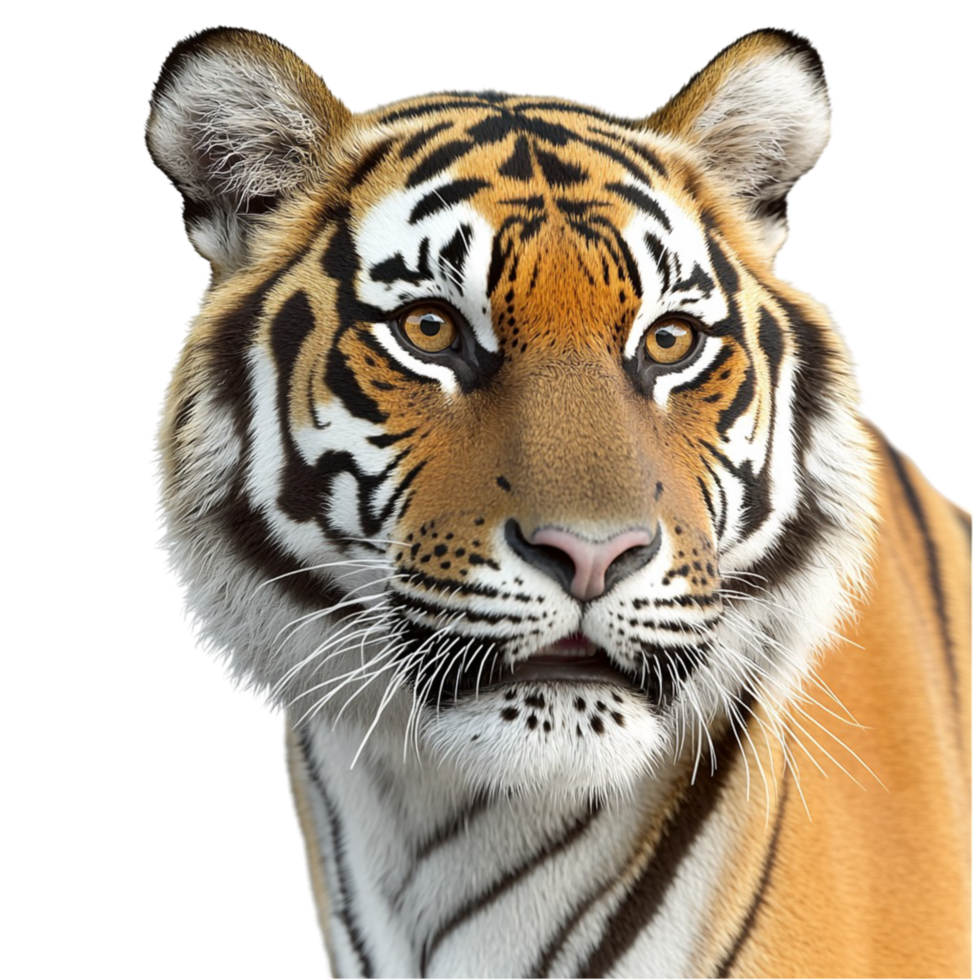 Majestic Bengal tiger sharp eyes black stripes on a golden coat png
