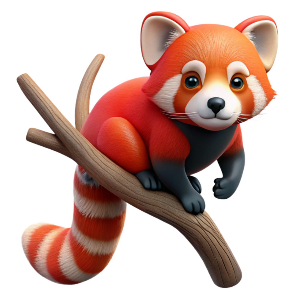 stunning classic Red Panda Climbing Tree Cutout Transparent Background premium png