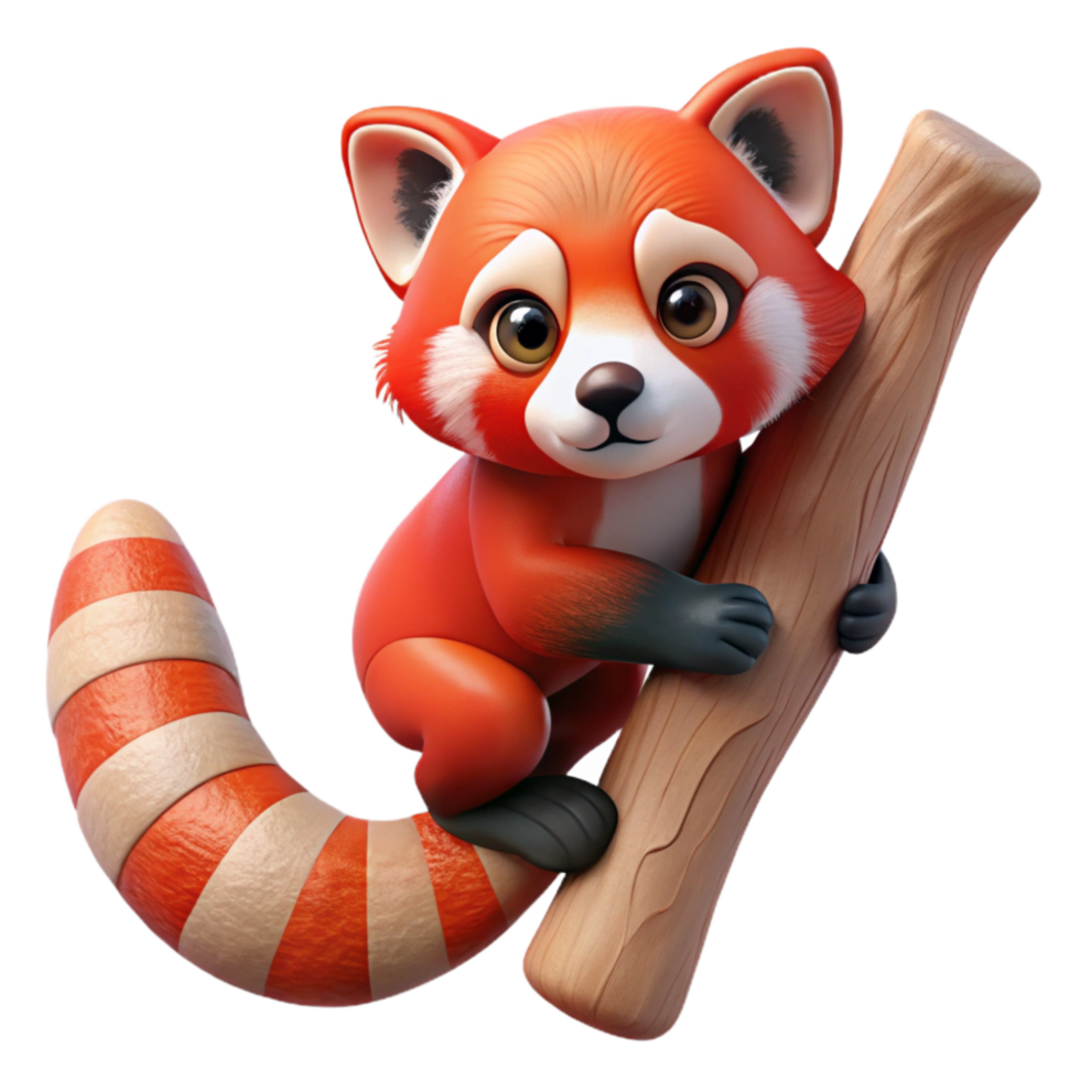 wonderful traditional Red Panda Climbing Tree Cutout Transparent Background premium png