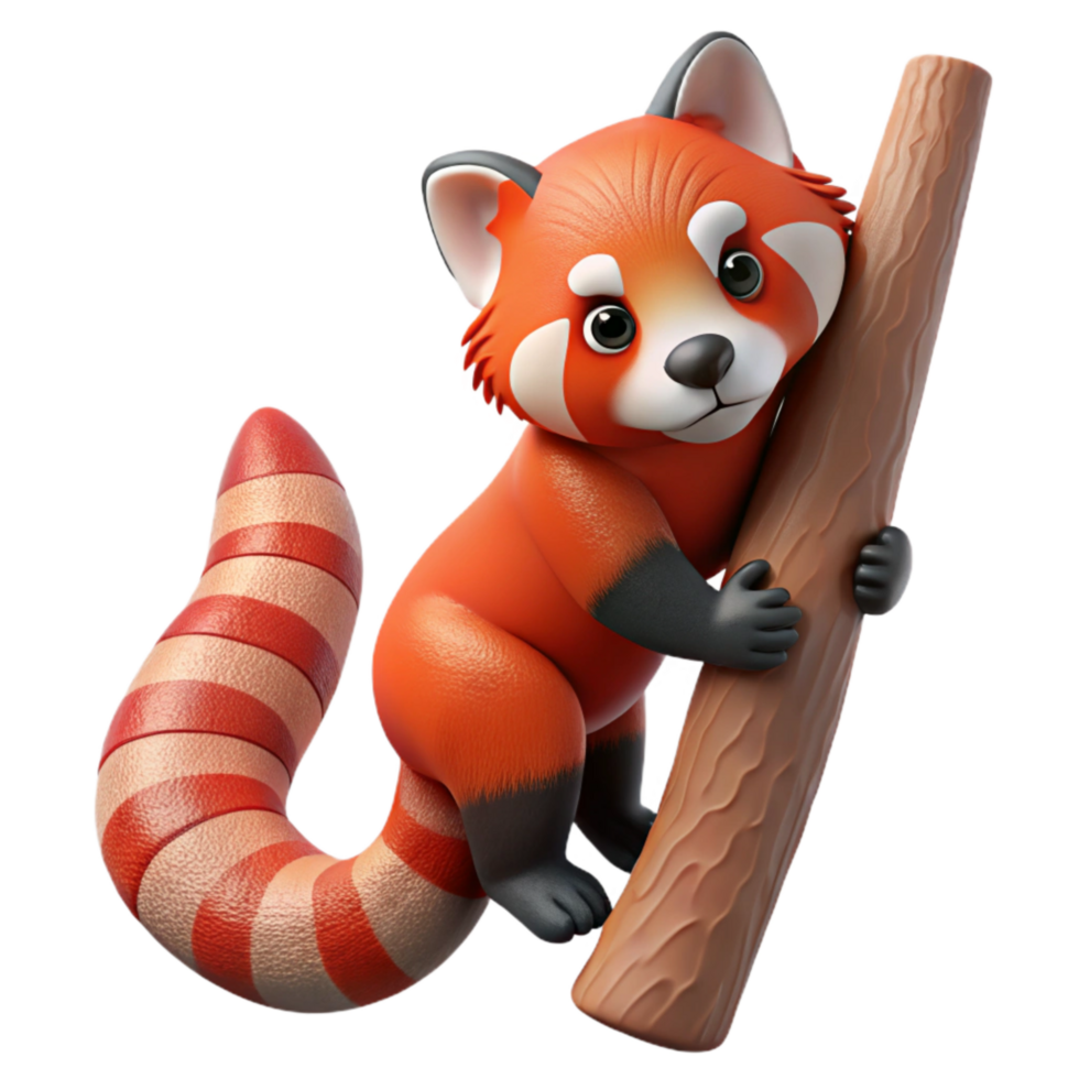 dramatic classic Red Panda Climbing Tree Cutout Transparent Background original png