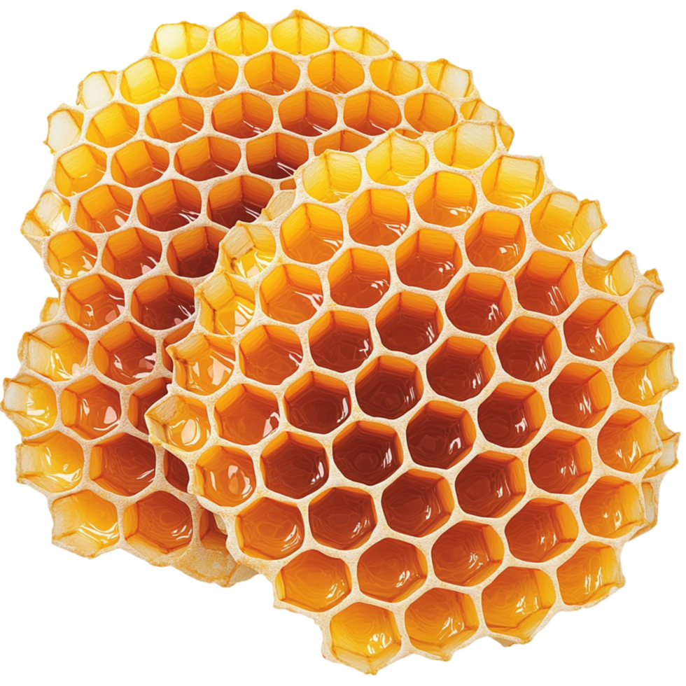 Golden honeycomb hexagonal cells forming a natural geometric pattern png