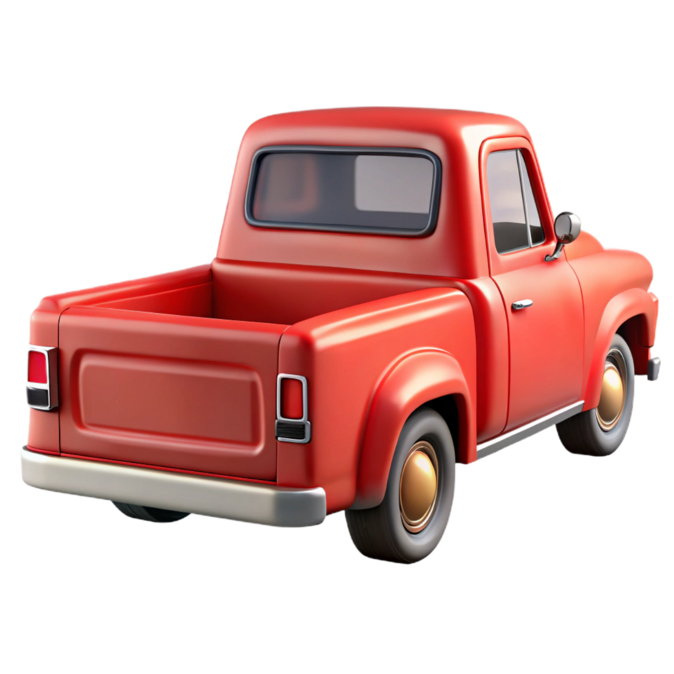 elegant rustic Red Pickup Truck Rear View Isolated png