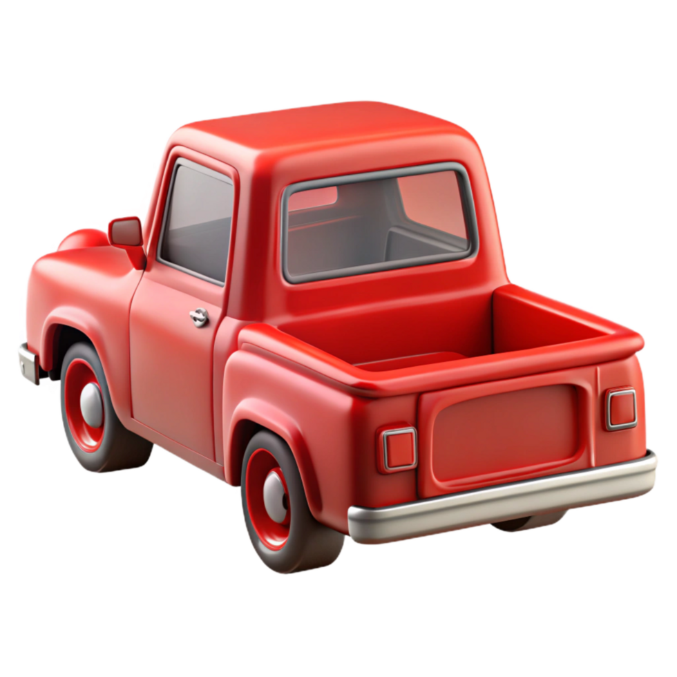 magnificent minimalist Red Pickup Truck Rear View Isolated original png