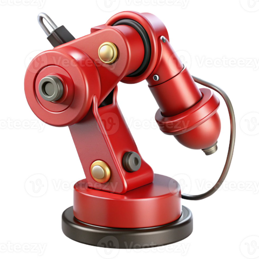 wonderful contemporary Red Robotic Arm Holding Gear Isolated exclusive png