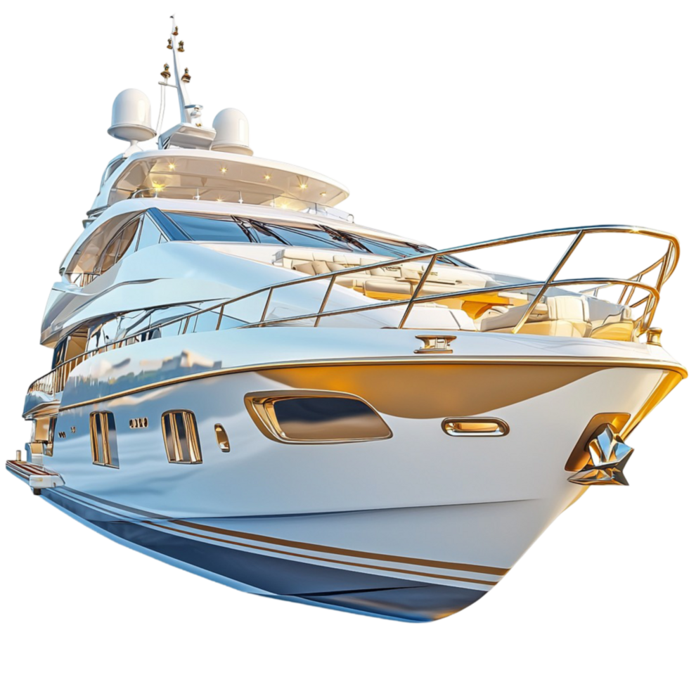Luxurious white yacht floating on the calm blue water png