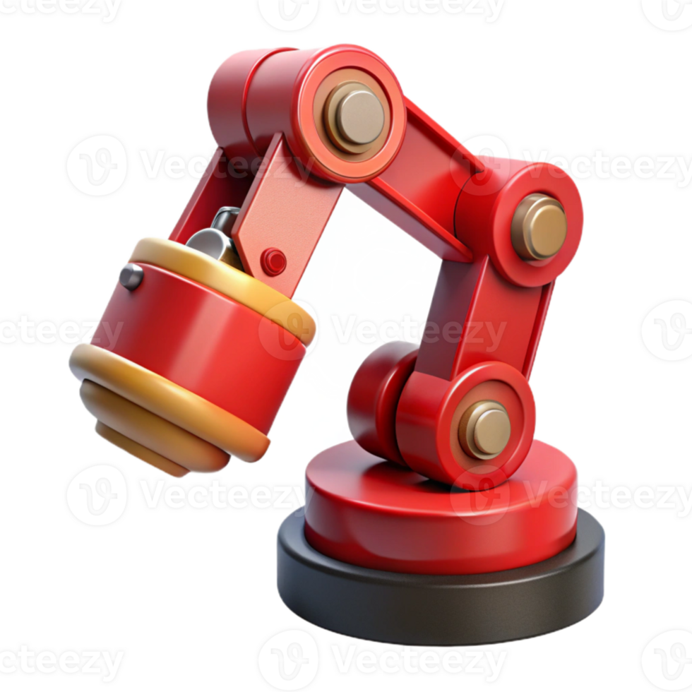 beautiful traditional Red Robotic Arm Picking Up Object Isolated genuine png