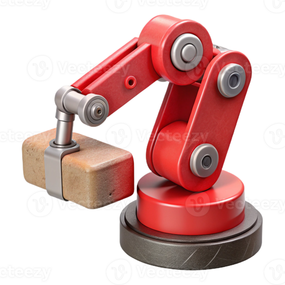 magnificent vintage Red Robotic Arm Picking Up Object Isolated high resolution png