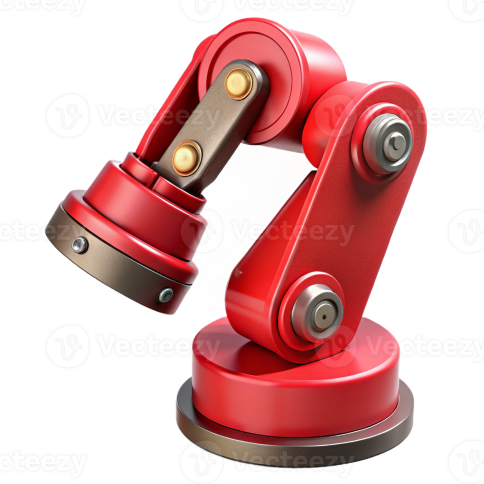 dramatic classic Red Robotic Arm Rotating Joint Isolated png