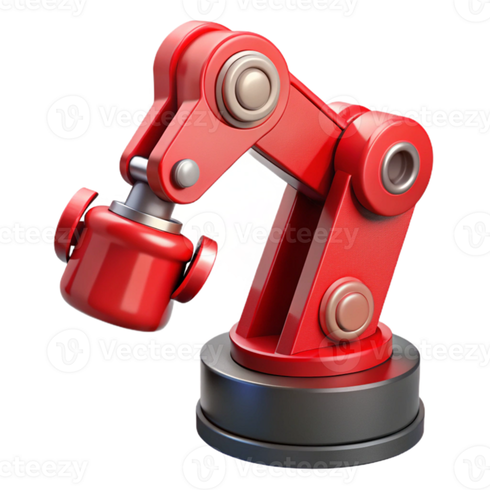 dramatic rustic Red Robotic Arm Picking Up Object Isolated premium png