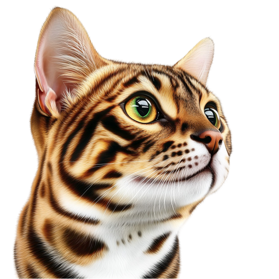 Bengal cat striking green eyes a detailed fur pattern png
