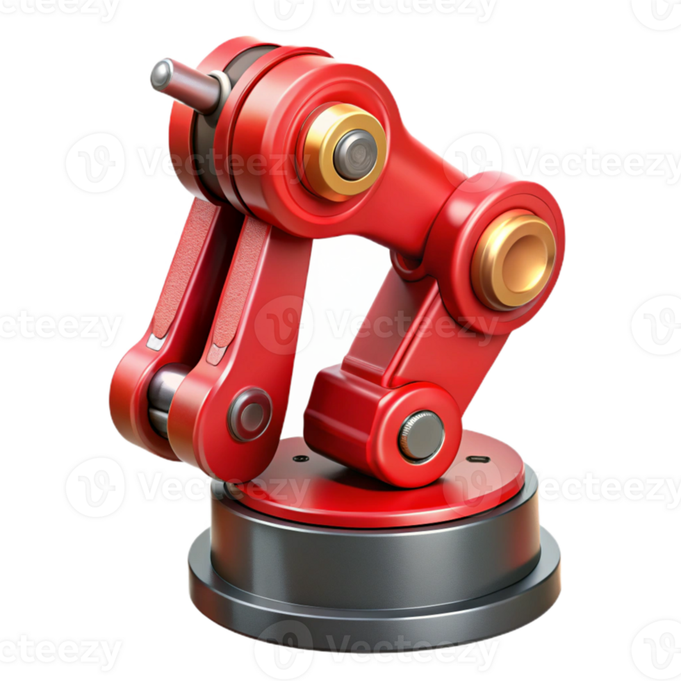 magnificent contemporary Red Robotic Arm with Drill Bit Cutout premium png