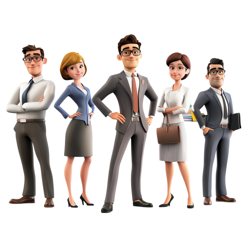 Cartoon business professionals glasses outfits png